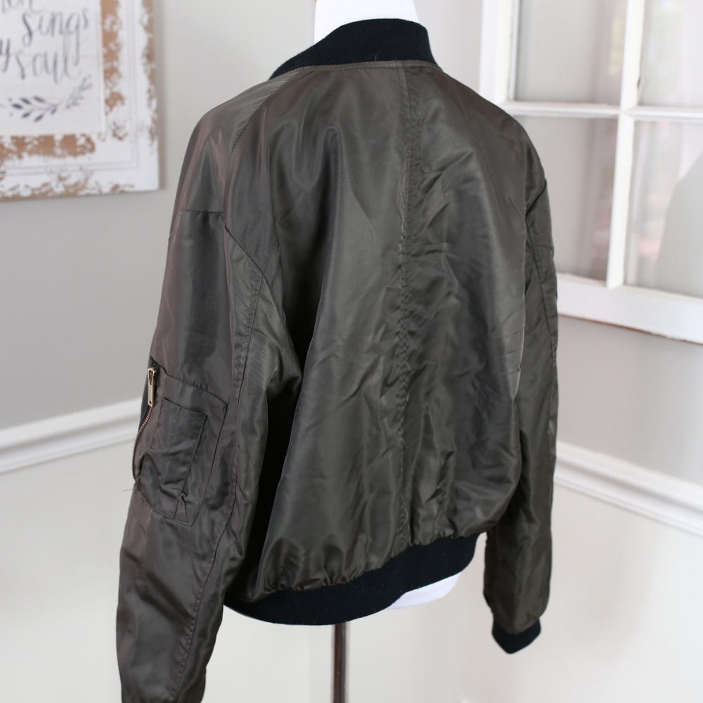 Zara Basic Gray Satin Bomber Jacket - image 3